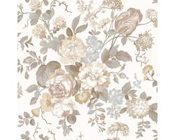 Noordwand - Behang - Blooming - Garden - 6 - Big - Flowers - beige - en - blauw