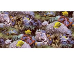 Noordwand Behang Good Vibes Coral and Tropical Fish geel en paars