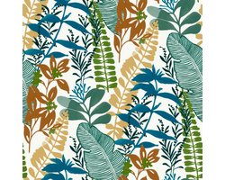 Noordwand - Good - Vibes - Behang - Big - Leaves - blauw - en - groen