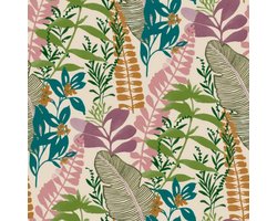 Noordwand - Good - Vibes - Behang - Big - Leaves - groen - en - roze