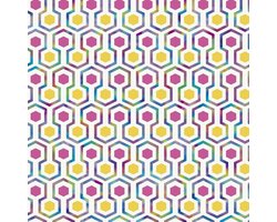 Noordwand - Good - Vibes - Behang - Hexagon - Pattern - roze - en - geel