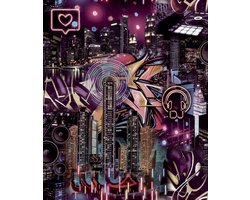 Noordwand-Good-Vibes-Behang-Skyscrapers-City-Icons-zwart-en-roze