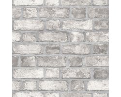 Noordwand - Homestyle - Behang - Brick - Wall - grijs - en - gebroken - wit