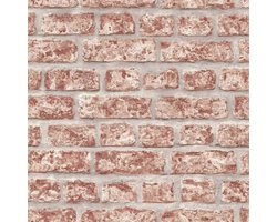 Noordwand - Topchic - Behang - bakstenen - rood - en - grijs