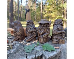 Noorse God Beeld - Odin Sculptuur Viking - Tuin Kantoordecoratie - Levensechte Details - 11.8 inch - Bruin