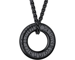 Noorse runen munt/bar/kruis leren touw heren ketting met Noorse amulet in geschenkverpakking