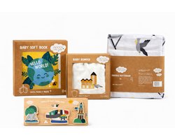 Noox City Kids Kraamcadeau Set Rotterdam – Babyboekje + Romper 3-6 mnd + Swaddle XL – 100% Katoen – Fairly Made – Baby Cadeauset