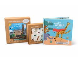 Noox City Kids Kraamcadeau Set Utrecht – Babyboekje + Romper + Kinderboek “Hallo Wereld” – 100% Katoen – Fairly Made – Baby Cadeauset