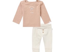 Noppies Unisex baby kledingset: Shirtje nogaat en Broekje beige maat 56