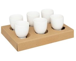 Nora Eierdopjes - Set van 6 - Keramische Eierdopjes - Moderne Eierhouders - Steengoed Eierdop Servies - Vaatwasserbestendig - Minimalistisch Tafelservies - Ø4.7 x 7 cm - Wit