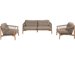 Nora stoel bank loungeset 3 delig teak rope 4 Seasons Outdoor