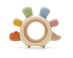 Norana Bijtring - Siliconen Bijtring Baby - kinderspeelgoed - Veilig Bijtspeelgoed - Verzachtend voor Tandjes Pijn - Duurzaam en BPA-vrij - Multicolor Dino Bijtring