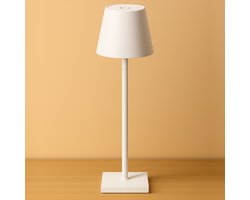Norda LED Tafellamp Wit – USB Oplaadbaar – Dimbaar – Warm Wit Licht (3000K) – Grote accu 5200mAh voor 15 uur draadloos gebruik – Aluminium