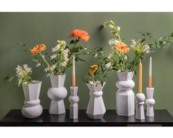 Nordeliv - Kaarshouder - Present time Polyresin - Geo King - Wit - Candle Holder