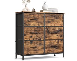 NordHaus Dressoir met 6 Stoffen Lades - Opbergkast - Lade Kast - Ruime Opbergruimte - 76,7 x 30 x 73,7 cm