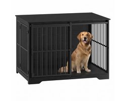 NordHaus Hondenkennel - Hondenbench Meubel - Binnenkennel - Versterkte Schuifdeur met 2 Deuren - 110 x 65 x 81 cm Zwart