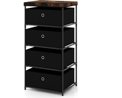 NordHaus Ladenkastje - Ladeblok Bureau Organizer - Archiefkast - Opvouwbare Stoffen Lades - 40x30x62 cm Zwart