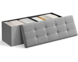 NordHaus Opbergbank - Opbergbox - Voetenbank - Opvouwbaar Ontwerp met 131L Opbergruimte - Ash Grey 110 x 38 x 38 cm