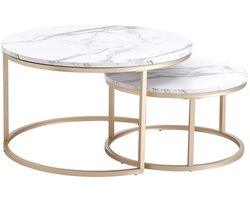 NordHaus Salontafel - Ronde Bijzettafel Set van 2 - 2-in-1 Nesting Ontwerp - Ruimtebesparend - Modern Woonkamer Meubel-80cm