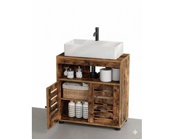 NordHaus Wastafelonderkast - Badkamerkast met Open Vak en 2 Deuren - Verstelbare Plank - Industrieel Design - 60x30x63 cm
