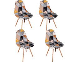Nordic Dining Chair Covers - Stretch Universal Armless Chair Covers - Removable Washable Chair Covers voor Keuken en Woonkamer (4 Stuks, Gestreepte Driehoek)