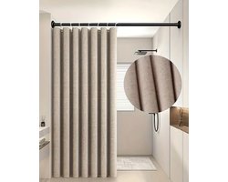 Nordic Douchegordijn 120x200 cm | Beige | Zwaar Linnen | Anti-Plak | Luxe Stof Douche Gordijn