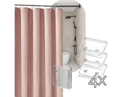 Nordic Douchegordijn 120x200 cm | Roze | Linnen | Anti-Plak | Luxe Stof Douche Gordijn