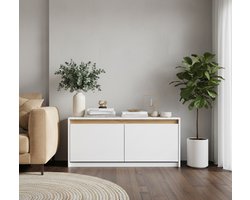 Nordic Entry Schoenenbank met Zitkussen – Schoenenkast met Opbergruimte – Smalle Schoenenrek Bank voor Hal en Entree – 104x47x30 cm – Wit - House&Garden