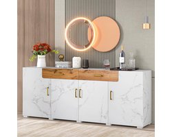 Nordic Grand Dressoir & Buffetkast met 4 Deuren en 2 Laden (208x39,5x80 cm)