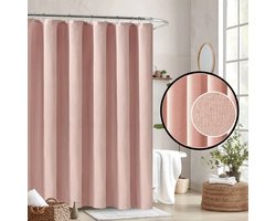 Nordic Luxe Douchegordijn 180x200 cm – Zwaar Linnen, Anti-Plak & Elegante Scandinavische Look - Roze Douche Gordijn