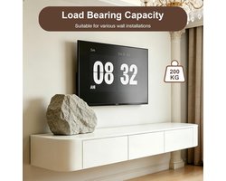 Nordic Luxe Zwevend TV-Meubel 240 cm Wandmontage Wit 240x24x20 cm – Modern Design TV Wandkast met Opbergruimte, Kabelmanagement en Massief Rubberwood