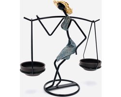 Nordic metalen kandelaar home decoratie kaars (Blauw)