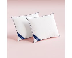 Nordic Paradise - Classic Veren Hoofdkussen (2 stuks) - 1600gr franse eendendons en veren - Zijslaapkussen - Anti Allergie Kussensloop - stevig - 60x70cm