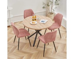 Nordic Ronde Houten Eettafel - Hout - Massief - Staal - Stijlvol - Decoratief - Woonkamer - Keuken - Kantoor - Design - Interieur