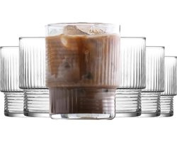 Nordic Schiller Set van 6 waterglazen, stapelbare glazen, 325 ml, hoogwaardig glas, vaatwasmachinebestendig, voor stijlvol genot thuis, bars en restaurants,whiskydrinkglazen , cocktailglaswerkset