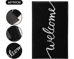 Nordic simple welkom GROOTE vloermat zwart 60*90