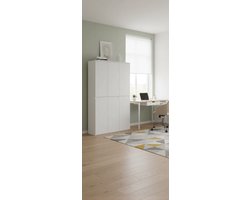 Nordic SlimLine Pro Multifunctionele Hoge Kast 60x34x180 cm – Smalle Opbergkast met Deuren en Lade – Kledingkast, Archiefkast, Keukenkast & Halmeubel – Wit House&Garden