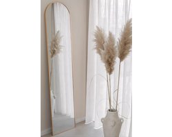 Nordic Style® Boogspiegel 180x40cm - Zacht Goud - Scandinavische Spiegels - Halfrond - Pas spiegel - Staande spiegel - Kleedkamer spiegel - Pas - Boog - Half Rond Ronde - Woonkamer - Wand - Muurspiegel - Muur
