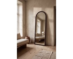 Nordic Style® Boogspiegel 180x60cm - Walnut Grenen hout - Scandinavische Spiegels - Halfrond - Pas spiegel - Staande spiegel - Kleedkamer spiegel - Pas - Boog - Half Rond Ronde - Woonkamer - Wand - Muurspiegel - Muur