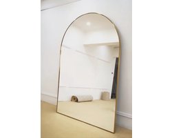 Nordic Style® Boogspiegel 215x110cm - Zacht Goud - Scandinavische Spiegels - Halfrond - Pas spiegel - Staande spiegel - Kleedkamer spiegel - Pas - Boog - Half Rond Ronde - Woonkamer - Wand - Muurspiegel - Muur