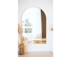 Nordic Style® Boogspiegel 90x60cm - Zacht Goud - Scandinavische Spiegels - Halfrond - Wandspiegel - Badkamerspiegel - Gangspiegel - Wand - Gang - Badkamer - Boog - Half Rond Ronde - Woonkamer - Wand - Muurspiegel - Muur