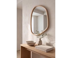 Nordic Style® Organische spiegel 80x58cm - Naturel Grenen hout - Scandinavische Spiegels - Overig - Wandspiegel - Badkamerspiegel - Gangspiegel - Wand - Gang - Badkamer