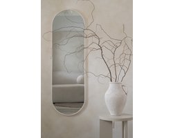 Nordic Style® Ovale spiegel 125x40cm - Mat Wit - Scandinavische Spiegels - Ovaal - Pas spiegel - Staande spiegel - Kleedkamer spiegel - Pas