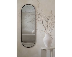 Nordic Style® Ovale spiegel 125x40cm - Zwart - Scandinavische Spiegels - Ovaal - Pas spiegel - Staande spiegel - Kleedkamer spiegel - Pas