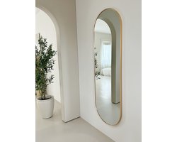 Nordic Style® Ovale spiegel 190x60cm - Zacht Goud - Scandinavische Spiegels - Ovaal - Pas spiegel - Staande spiegel - Kleedkamer spiegel - Pas
