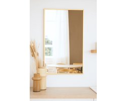 Nordic Style® Rechthoekige spiegel 90x60cm - Zacht Goud - Scandinavische Spiegels - Vierkant - Wandspiegel - Badkamerspiegel - Gangspiegel - Wand - Gang - Badkamer