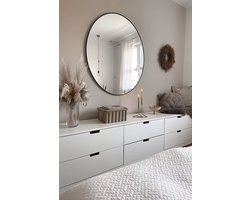 Nordic Style® Ronde spiegel 100x100cm - Zwart - Scandinavische Spiegels - Cirkel - Wandspiegel - Badkamerspiegel - Gangspiegel - Wand - Gang - Badkamer