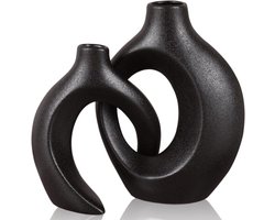 Nordic vaasset van twee - vaas - Holle vazen - Creatieve vazen voor bloemstukken - Vazen voor huisdecoratie - Zwart