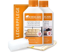Nordicare leerverzorgingsset (250 ml) voor auto, bank en meubels, leer reiniger voor leerverzorging, leerverzorgingsset, leerreiniging, leerverzorging bankstel, leer reiniger, leer verzorging auto