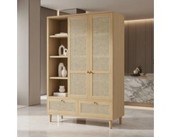 NordicSpace Luxe Kledingkast 70x40x170 cm met Dubbele Deuren en Opbergvakken – Moderne Witte Garderobekast met Hangruimte en Legplanken – Compacte Slaapkamerkast – House&Garden